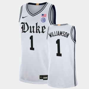 Men's Duke Blue Devils #1 Zion Williamson White Basketball Replica Jersey  458597-615